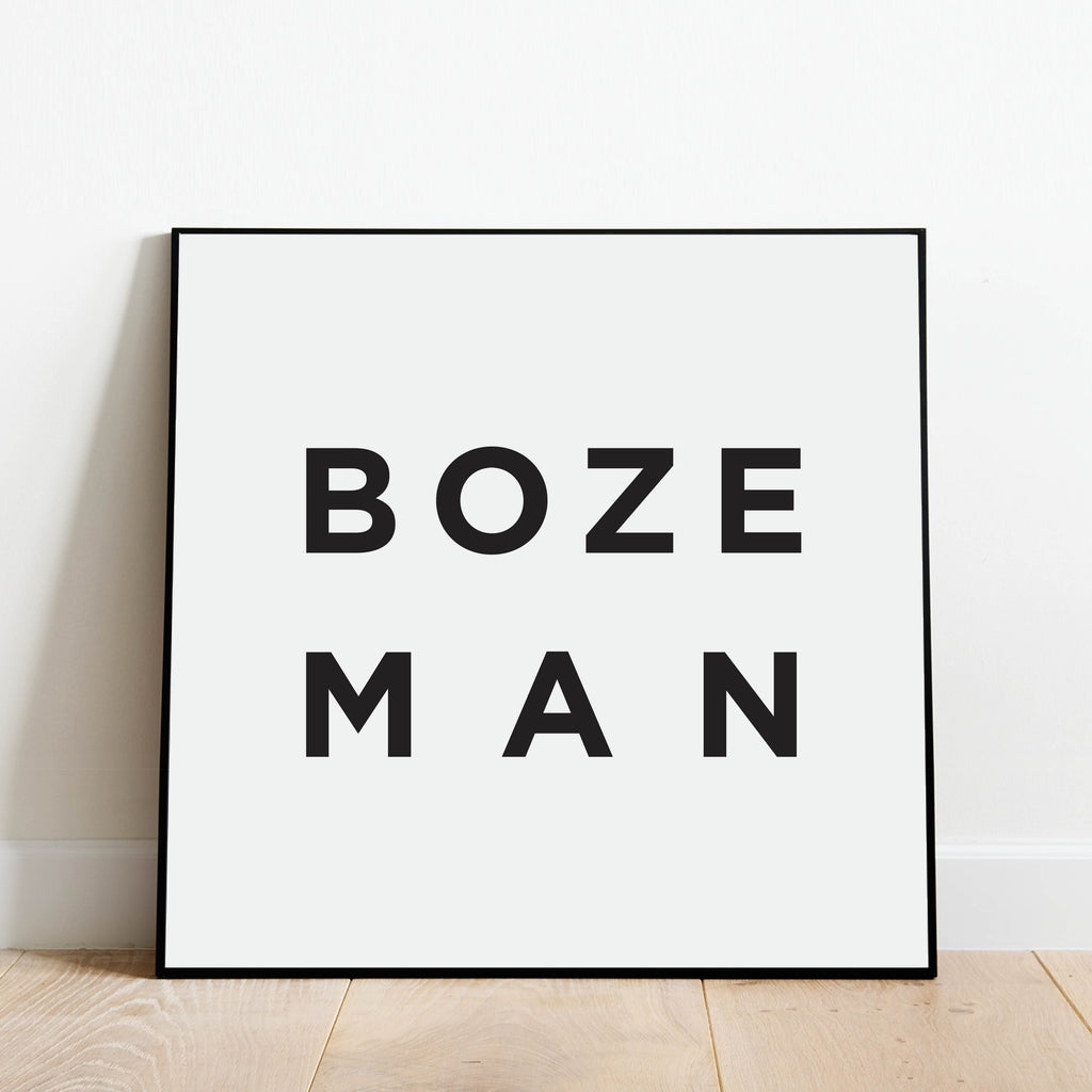Minimalist Bozeman Print, a black and white city poster by Culver and Cambridge