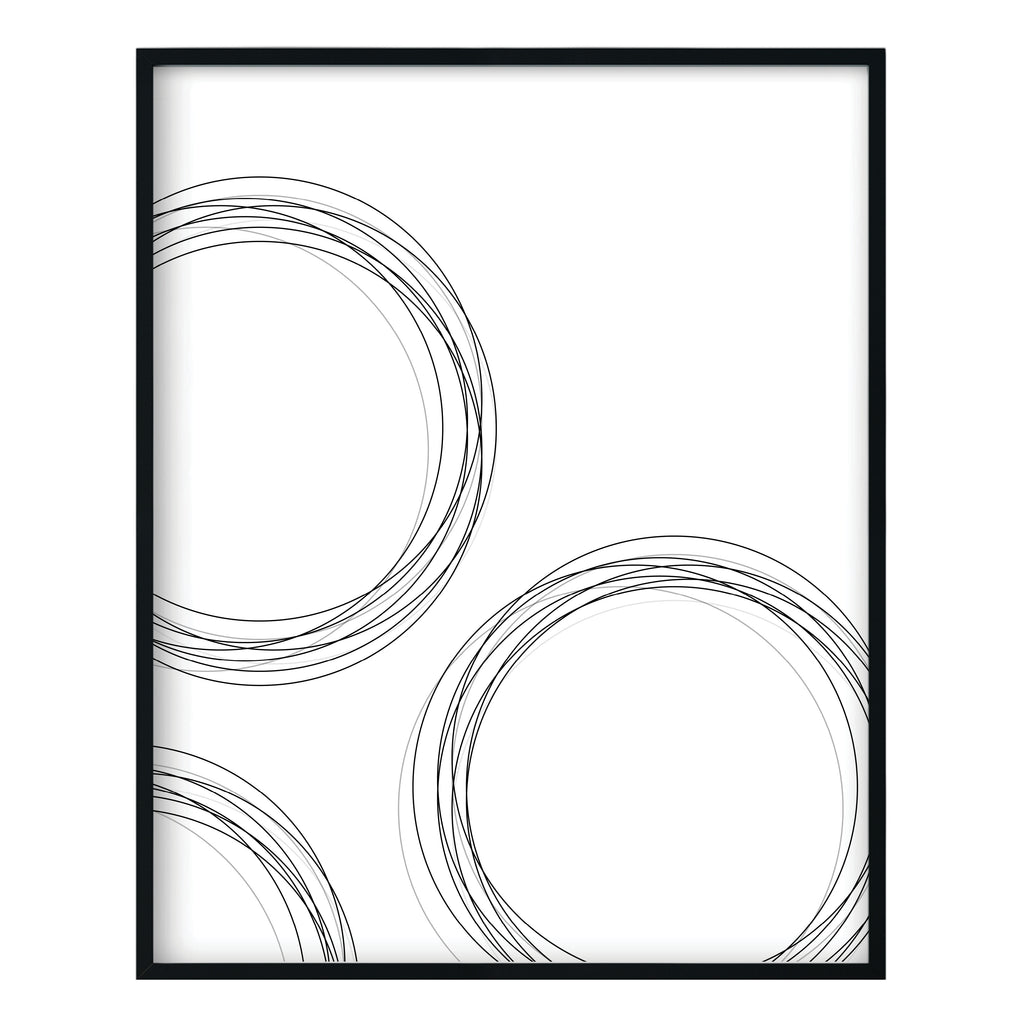 Black and White Circle Abstract Print