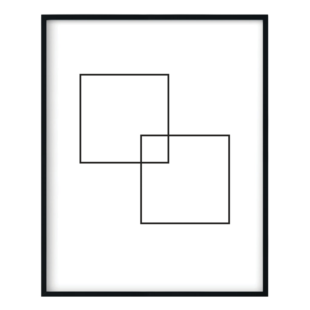 Black and White Squares Abstract Print