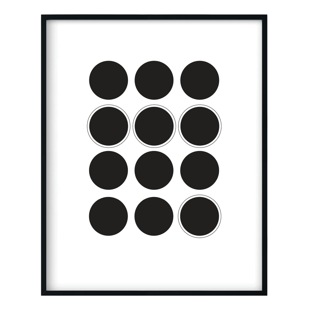 Black and White Circles Abstract Print