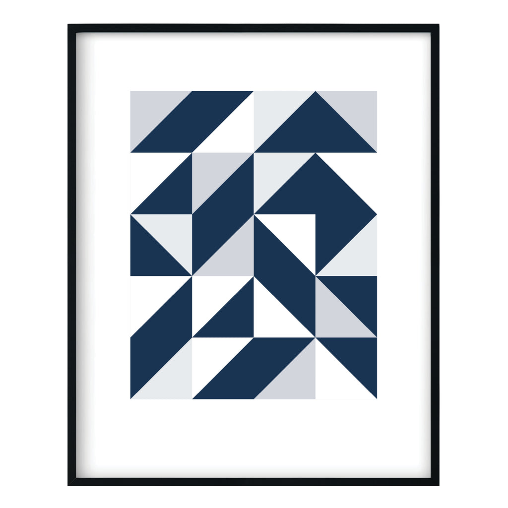 Blue Triangles Abstract Print