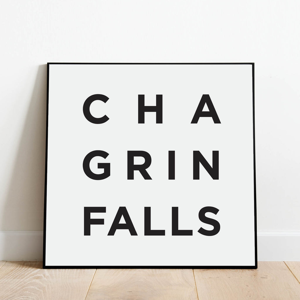 Minimalist Chagrin Falls Ohio Print, a black and white city poster by Culver and Cambridge