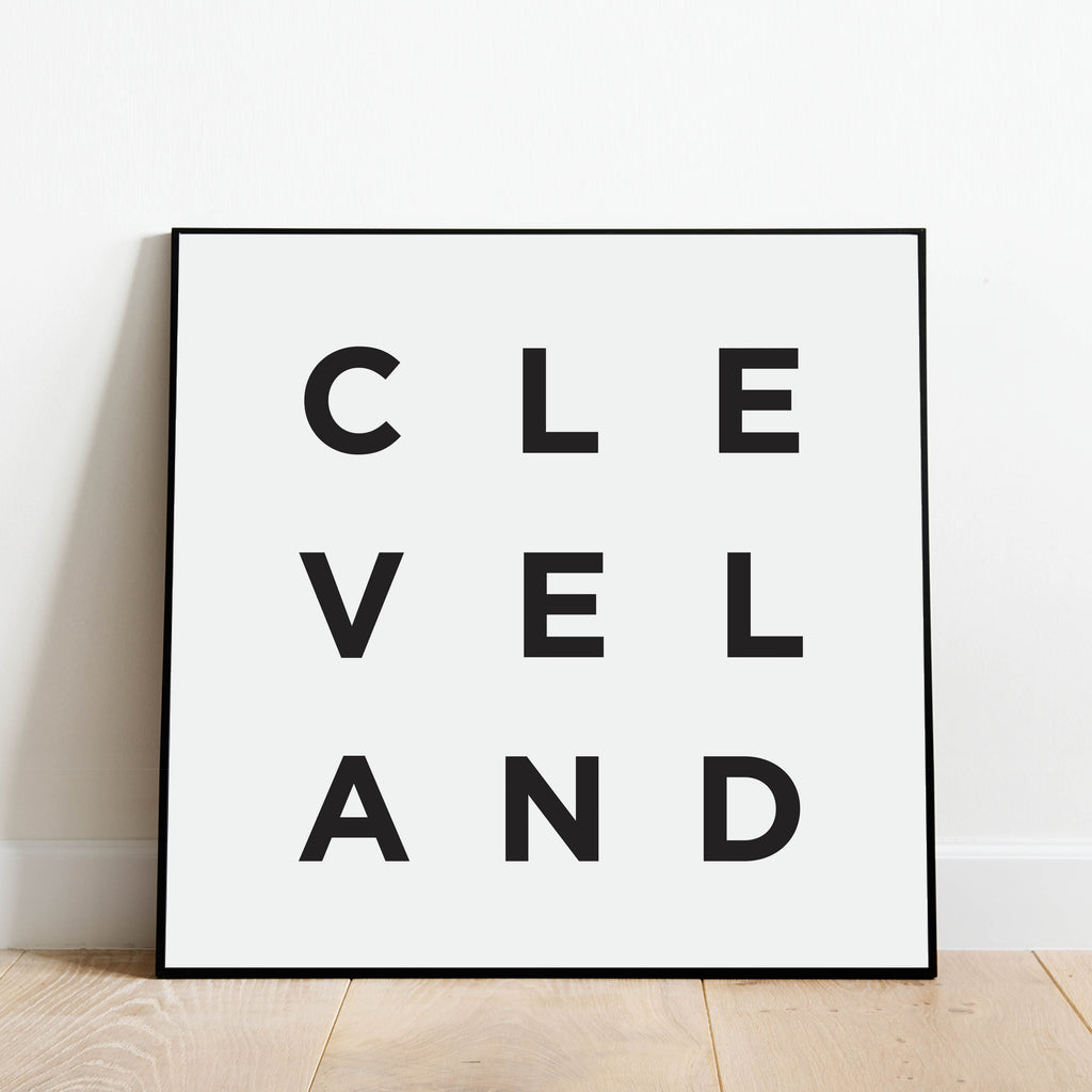 Black and white minimalist art print - Cleveland Poster