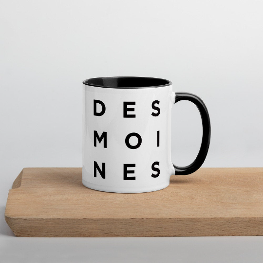 Minimalist Des Moines Mug: Minimalist Art Prints and Gifts