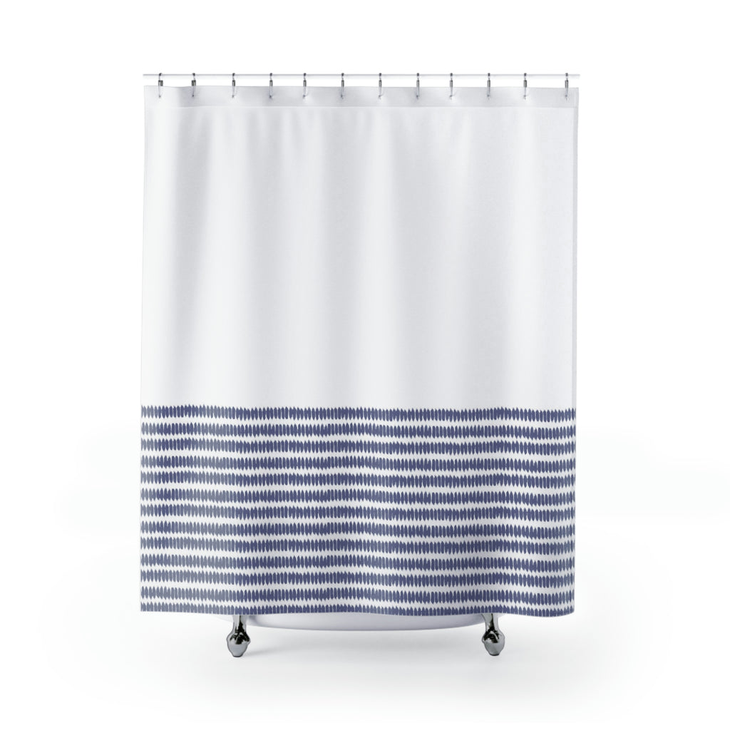 Cambridge Mosaic Stripe Shower Curtain Blue