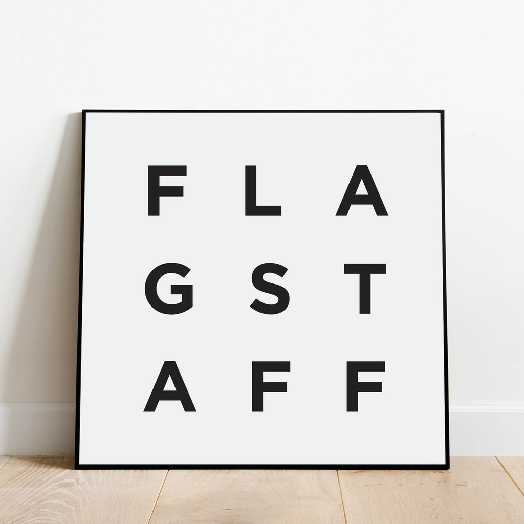 Minimalist Flagstaff Print, a black and white city poster by Culver and Cambridge