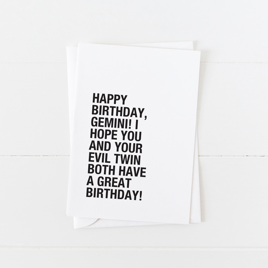 Funny Gemini Birthday Card - Astrology Birthday Cards Done Right: Modern Greeting Cards by Culver and Cambridge
