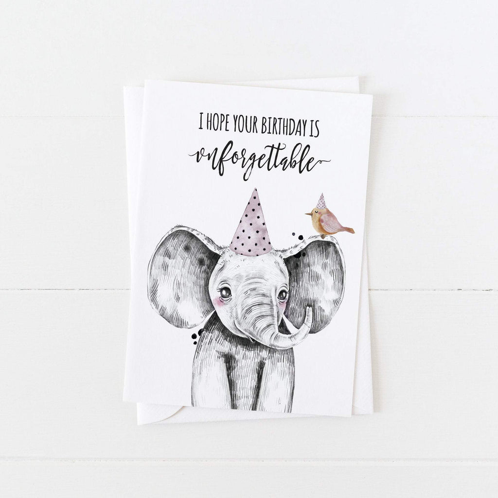 Elephant Birthday Card: I Hope Your Birthday is Unforgettable: Modern Greeting Cards by Culver and Cambridge