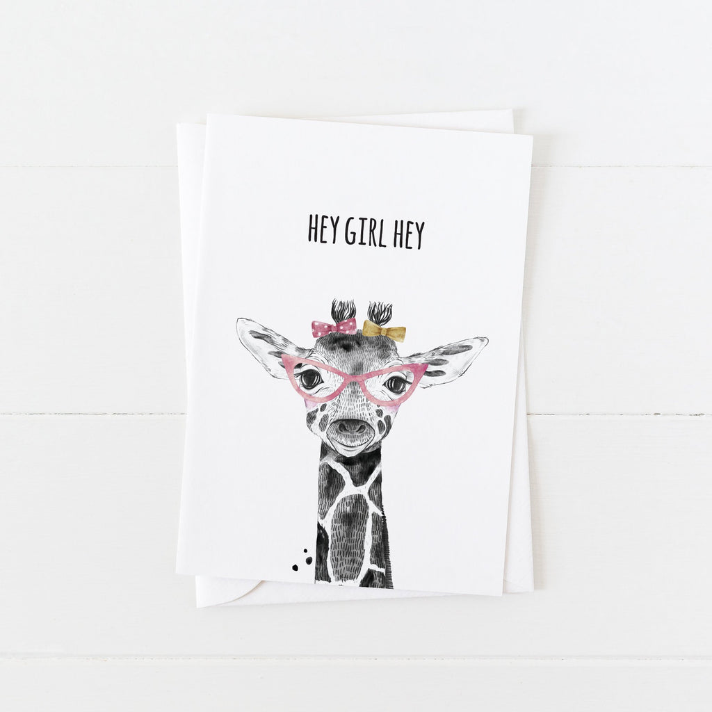 Friendship Card: Hey Girl Hey: Modern Greeting Cards by Culver and Cambridge
