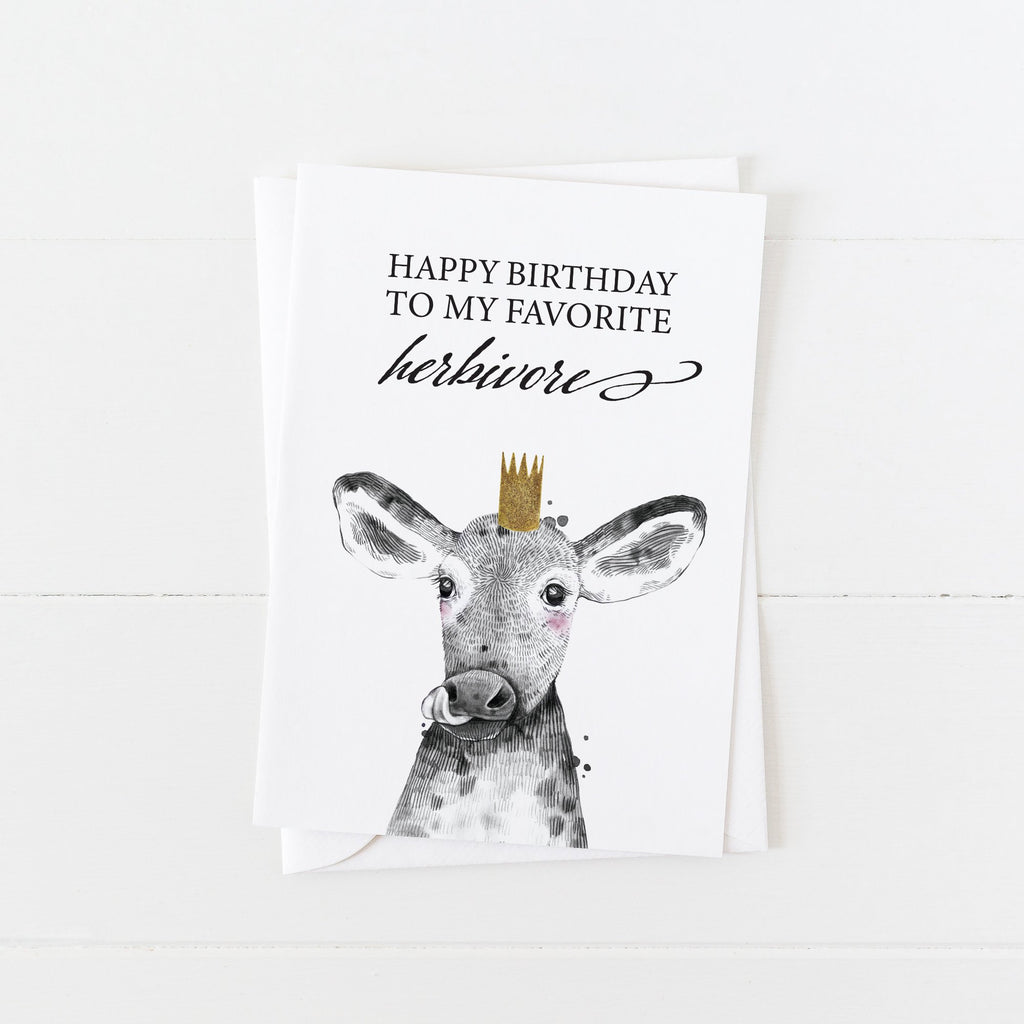 Vegan Birthday Card: Happy Birthday to My Favorite Herbivore: Modern Greeting Cards by Culver and Cambridge