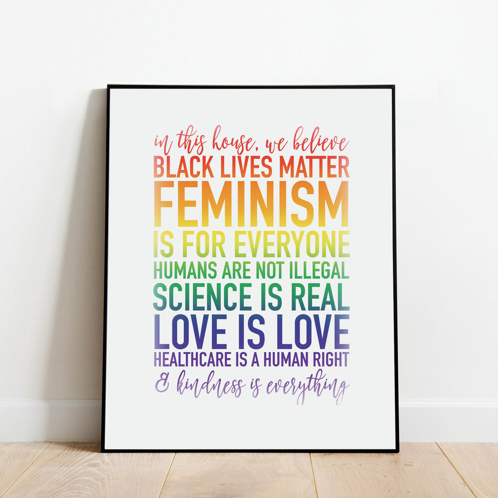 In This House We Believe Rainbow Print: Modern Art Prints by Culver and Cambridge
