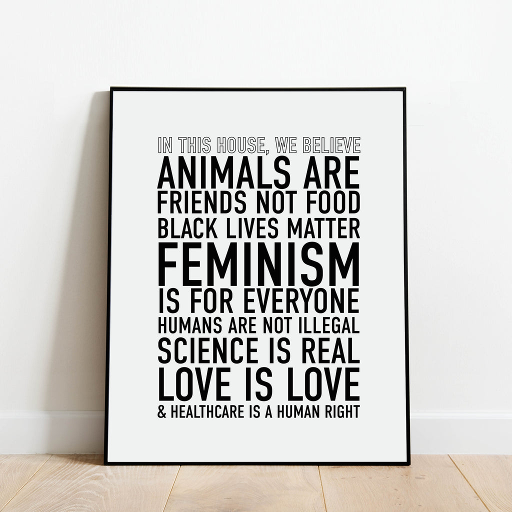 In this House, We Believe Vegan Print: Modern Art Prints by Culver and Cambridge