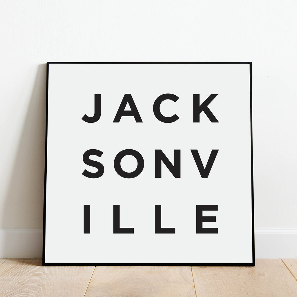 Minimalist Jacksonville Print, a black and white city poster by Culver and Cambridge