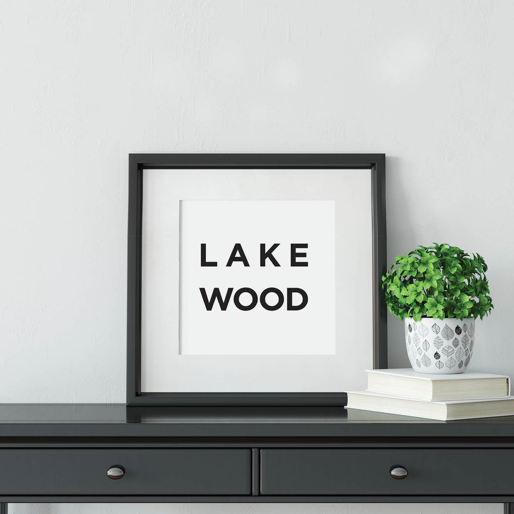 Minimalist Lakewood Ohio Print, a black and white city poster by Culver and Cambridge