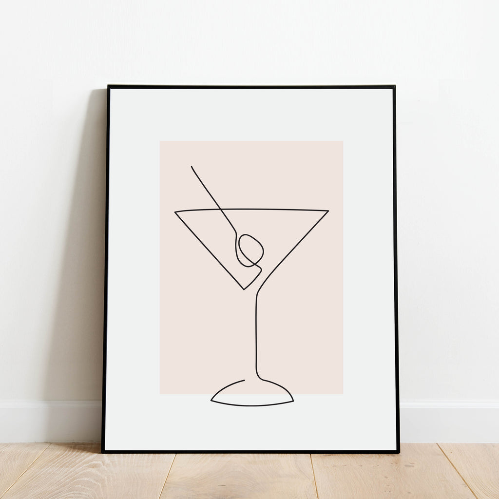 Martini Glass Line Drawing Print: Modern Art Prints by Culver and Cambridge