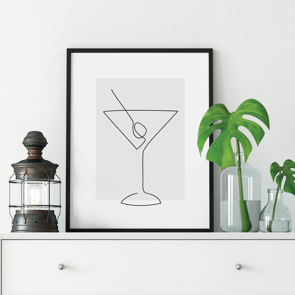 Martini Glass Line Drawing Print: Modern Art Prints by Culver and Cambridge