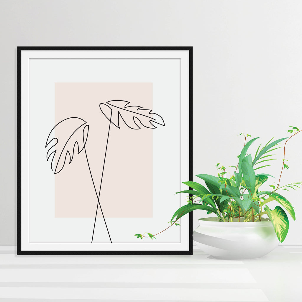 Monstera Plant Line Drawing Print: Modern Art Prints by Culver and Cambridge