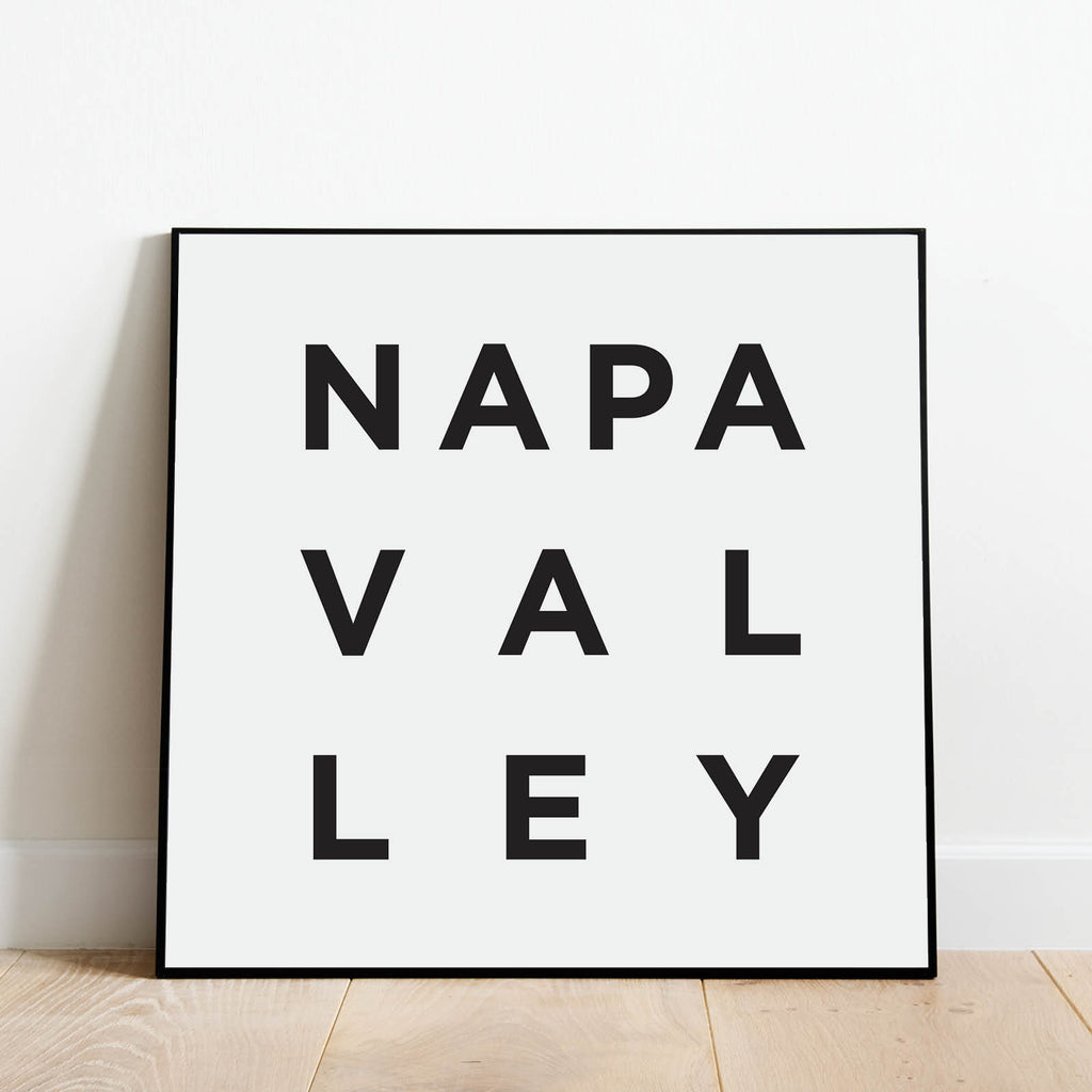 Minimalist Napa Valley Print, a black and white wine poster by Culver and Cambridge