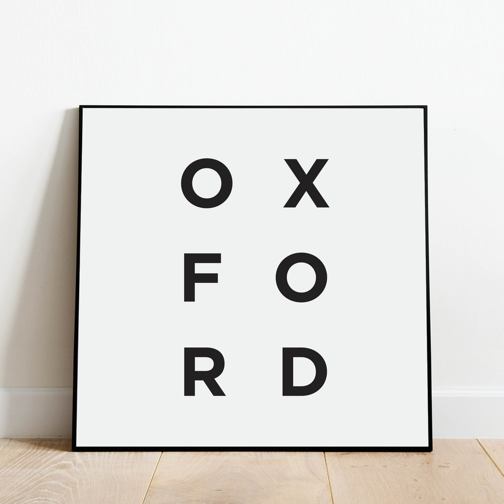 Minimalist Oxford Print, a black and white city poster by Culver and Cambridge
