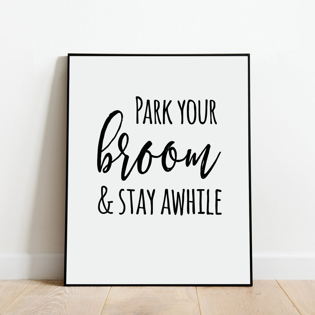 Park Your Broom Halloween Print: Modern Art Prints by Culver and Cambridge