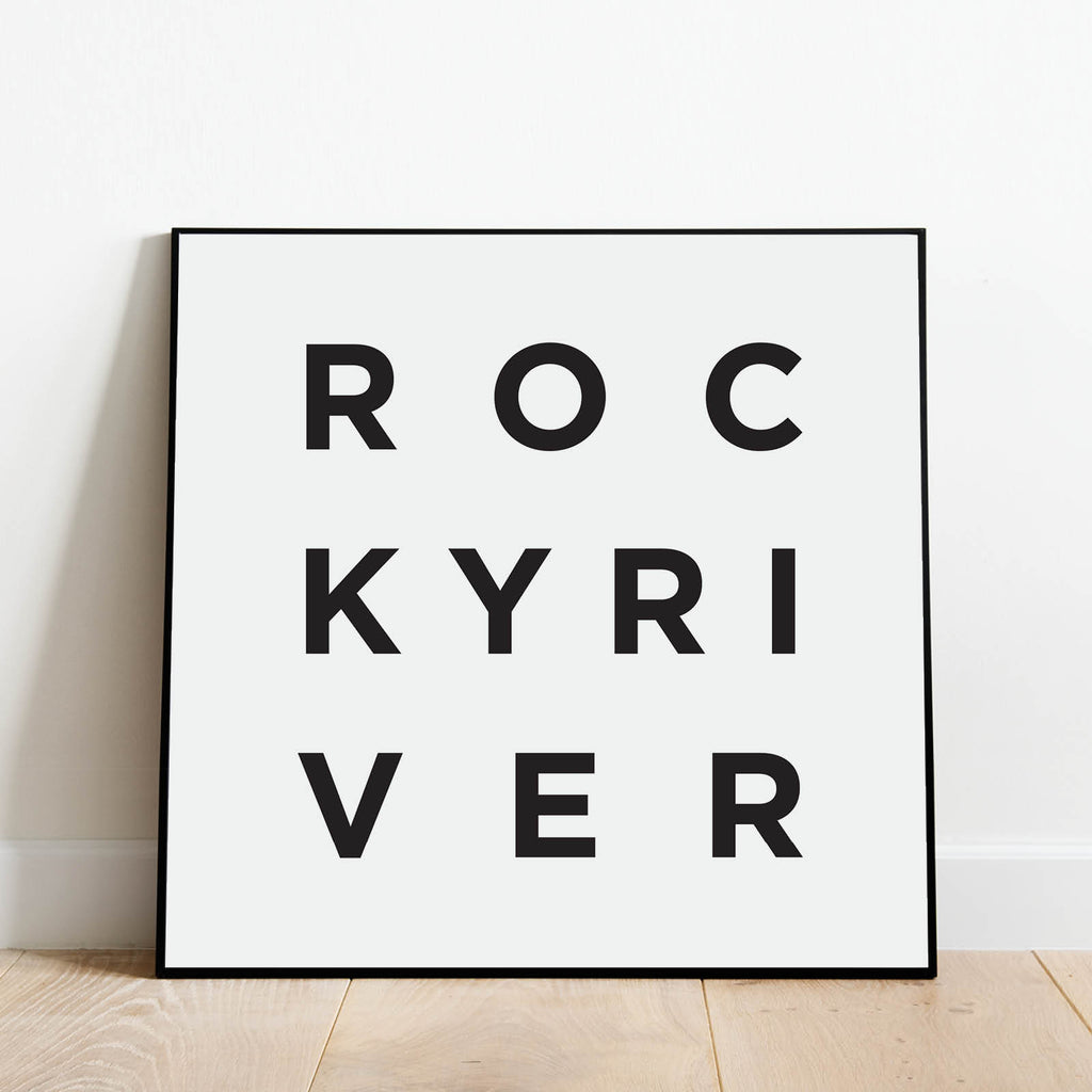 Minimalist Rocky River Ohio Print, a black and white city poster by Culver and Cambridge