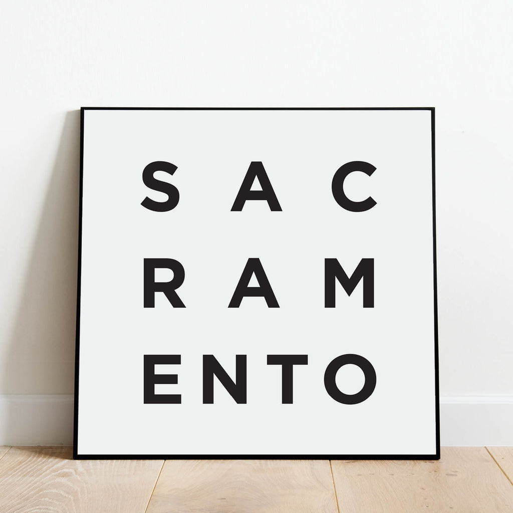 Minimalist Sacramento Print, a black and white city poster by Culver and Cambridge