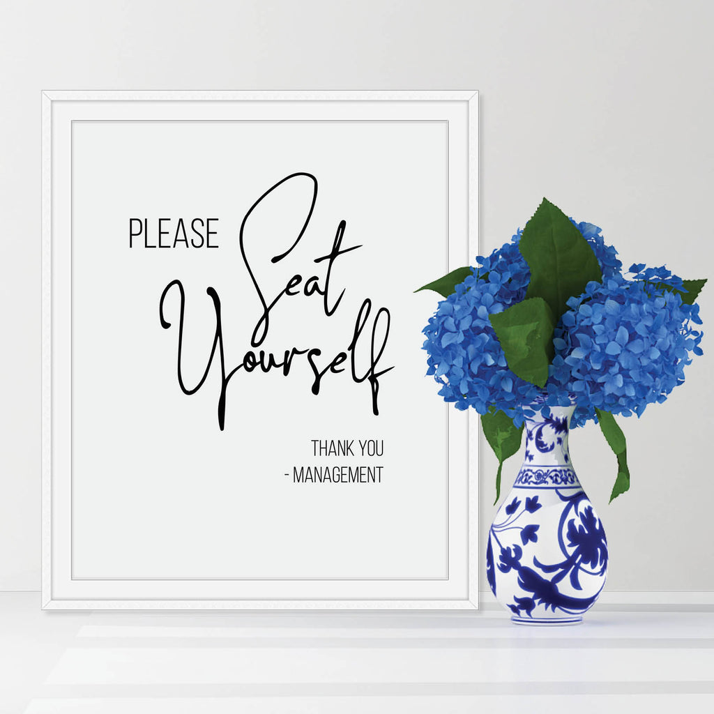 Please Seat Yourself Bathroom Print: Modern Art Prints by Culver and Cambridge