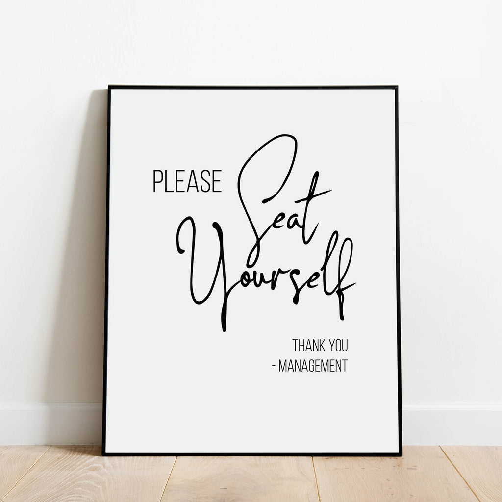 Please Seat Yourself Bathroom Print: Modern Art Prints by Culver and Cambridge