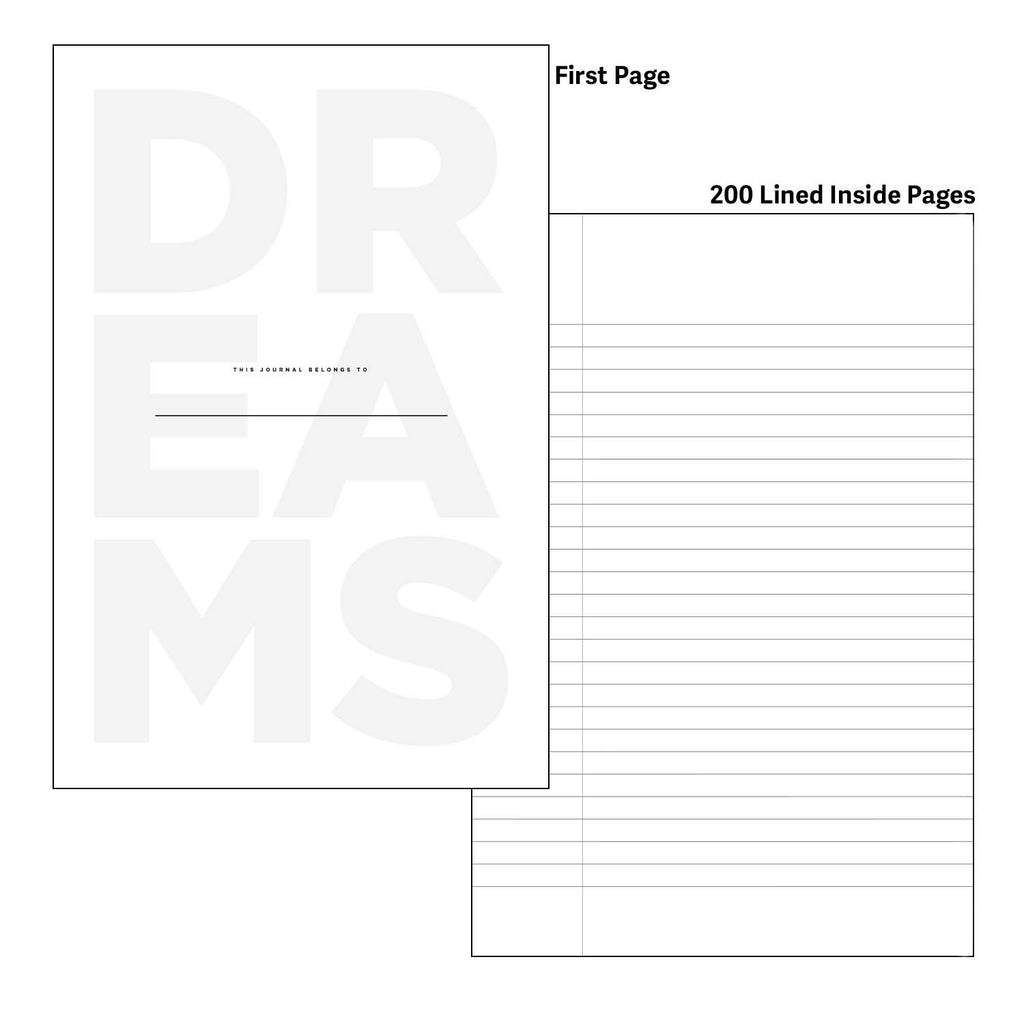 Black and White Minimalist DREAMS Hardcover Journal by Culver and Cambridge
