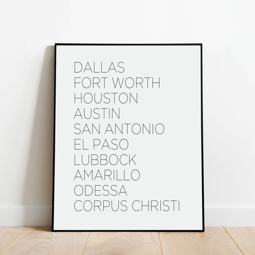 Texas Cities Print: Modern Art Prints by Culver and Cambridge
