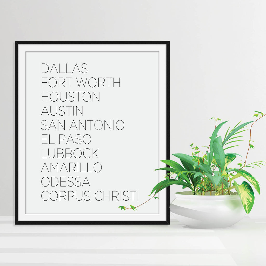 Texas Cities Print: Modern Art Prints by Culver and Cambridge