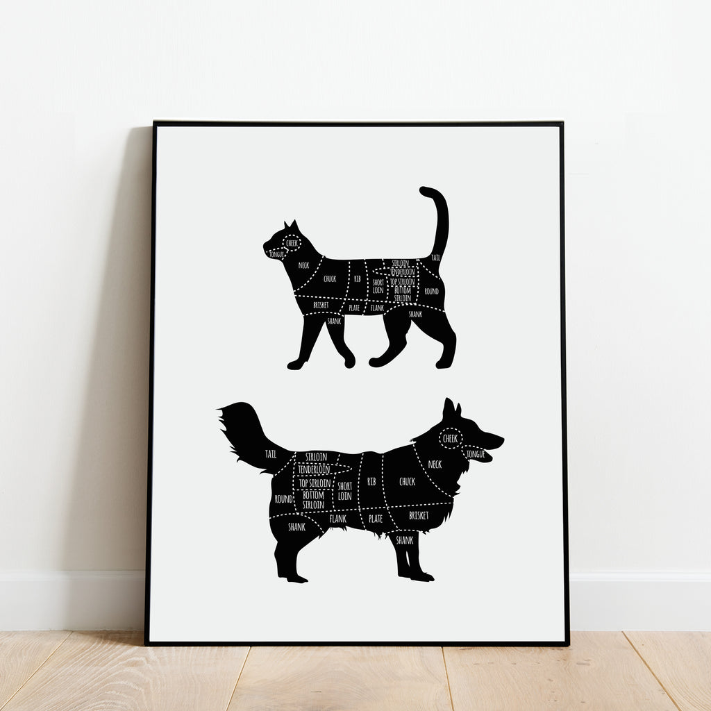 Vegan Butcher Print (Cat and Dog): Modern Art Prints by Culver and Cambridge